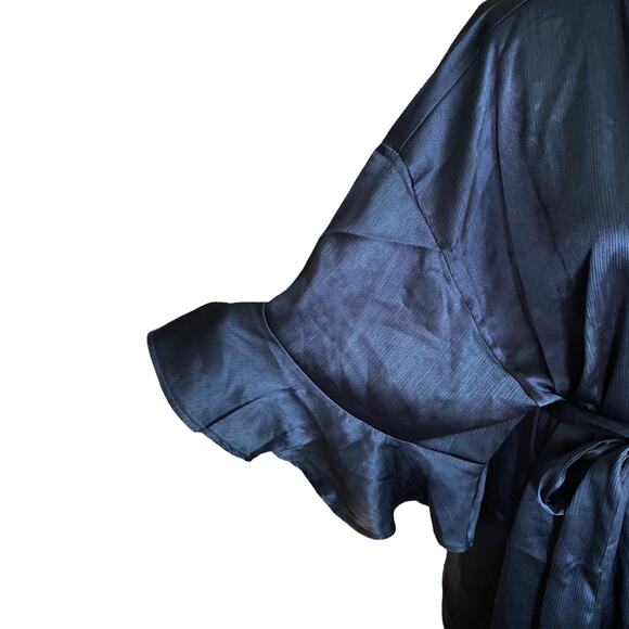 Royal Blue Satin Short Belted Robe Size X-Large NWT - Picture 3 of 3
